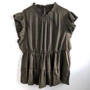 Shein Curve 4XL Dark Olive Short Sleeve Blouse